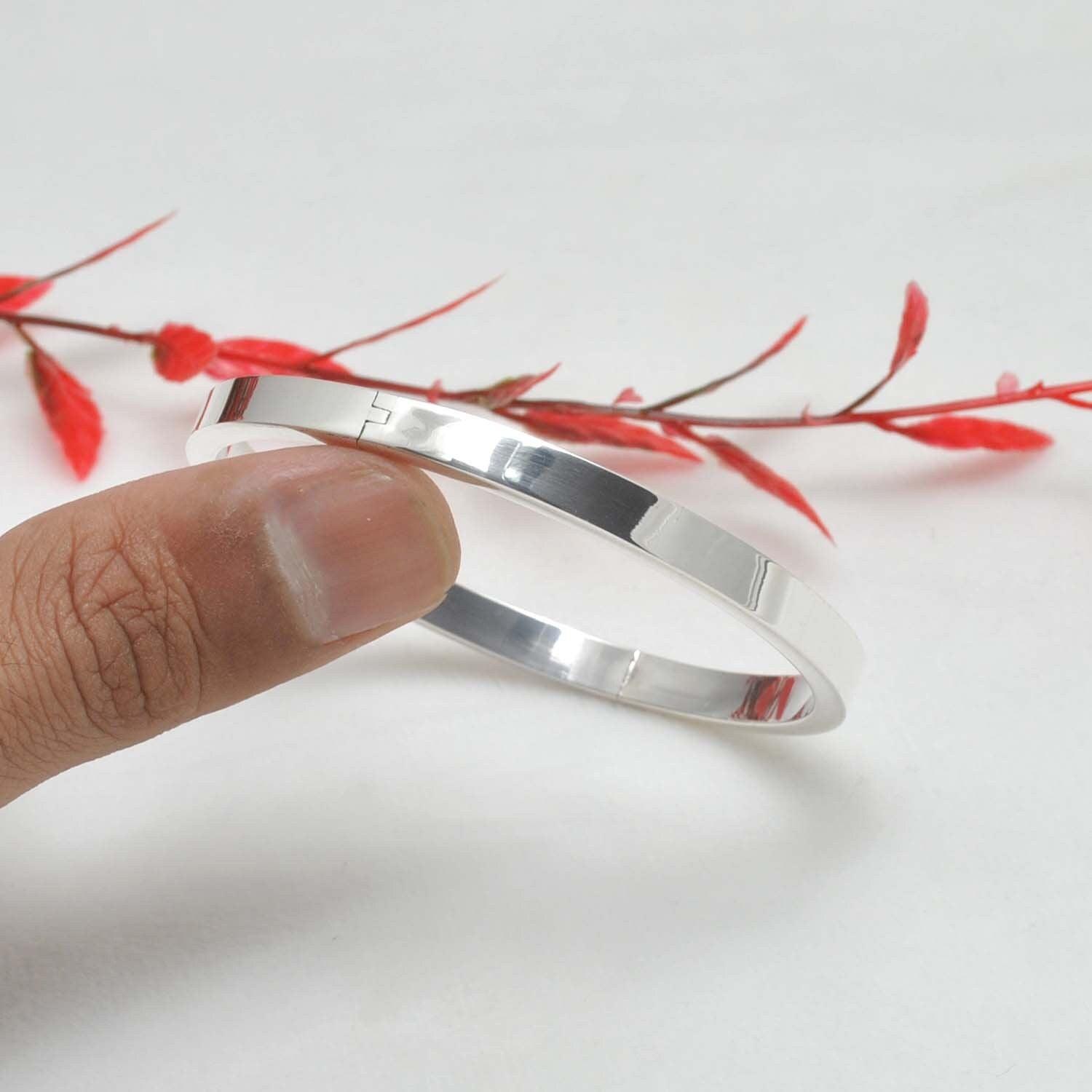 6mm & 8mm Wide Sterling Silver Unisex Bangle - Kanika Creations