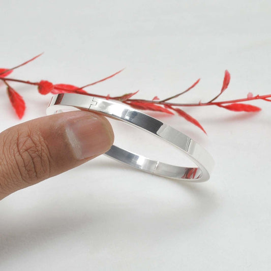 6mm & 8mm Wide Sterling Silver Unisex Bangle - Kanika Creations