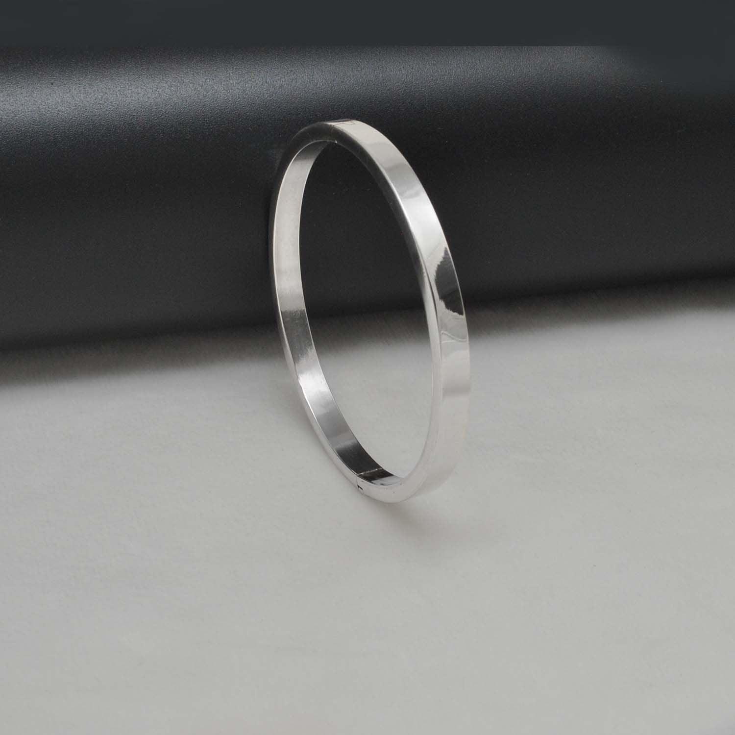 6mm & 8mm Wide Sterling Silver Unisex Bangle - Kanika Creations