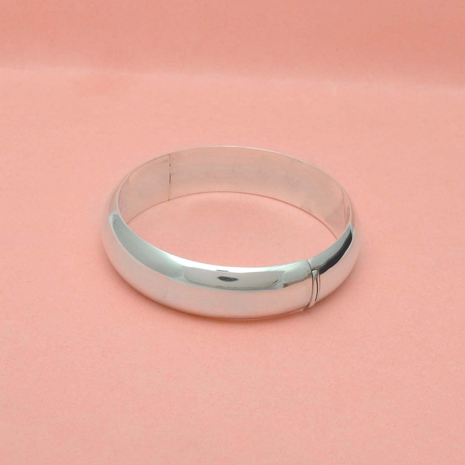 925 Sterling Silver Minimalist Plain Bangle - 15mm & 12mm - Kanika Creations
