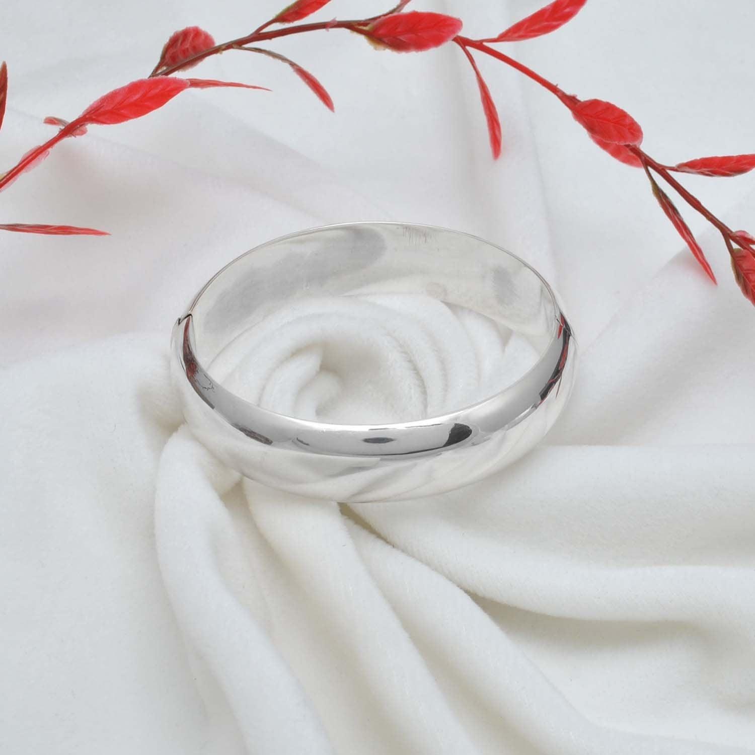 925 Sterling Silver Minimalist Plain Bangle - 15mm & 12mm - Kanika Creations