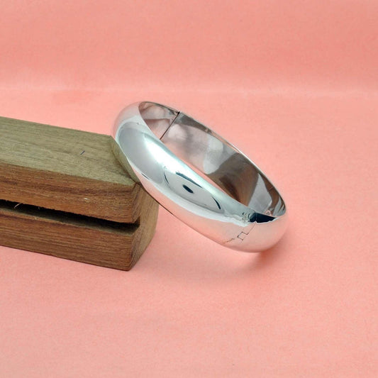 925 Sterling Silver Minimalist Plain Bangle - 15mm & 12mm - Kanika Creations