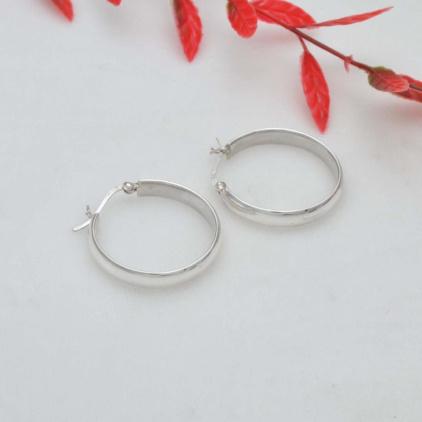 Sterling Silver Plain Huggie Hoop Earrings - Kanika Creations