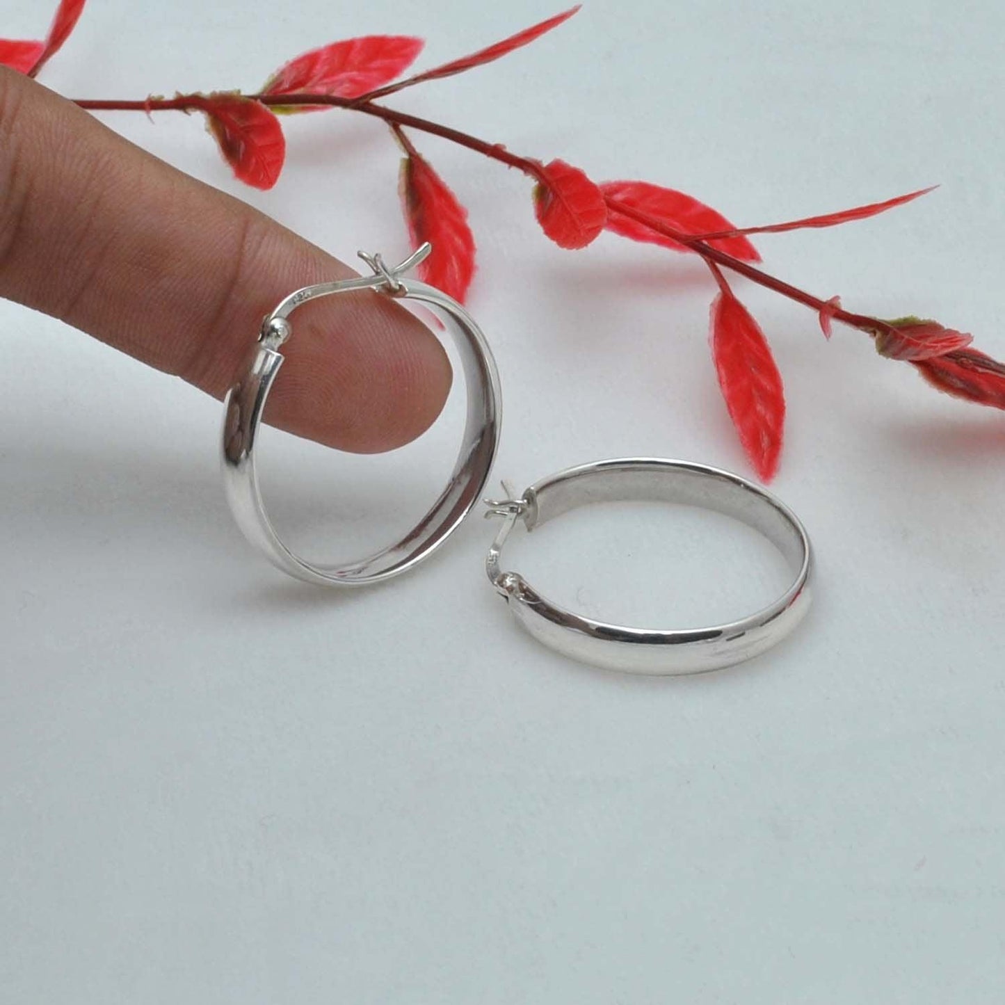 Sterling Silver Plain Huggie Hoop Earrings - Kanika Creations