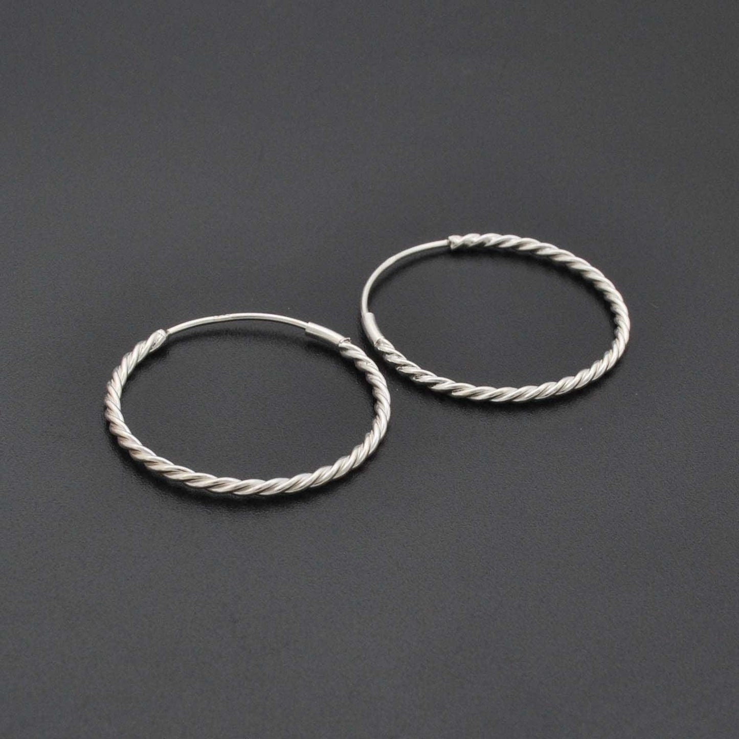 Sterling Silver Twisted Hoop Earrings - Kanika Creations