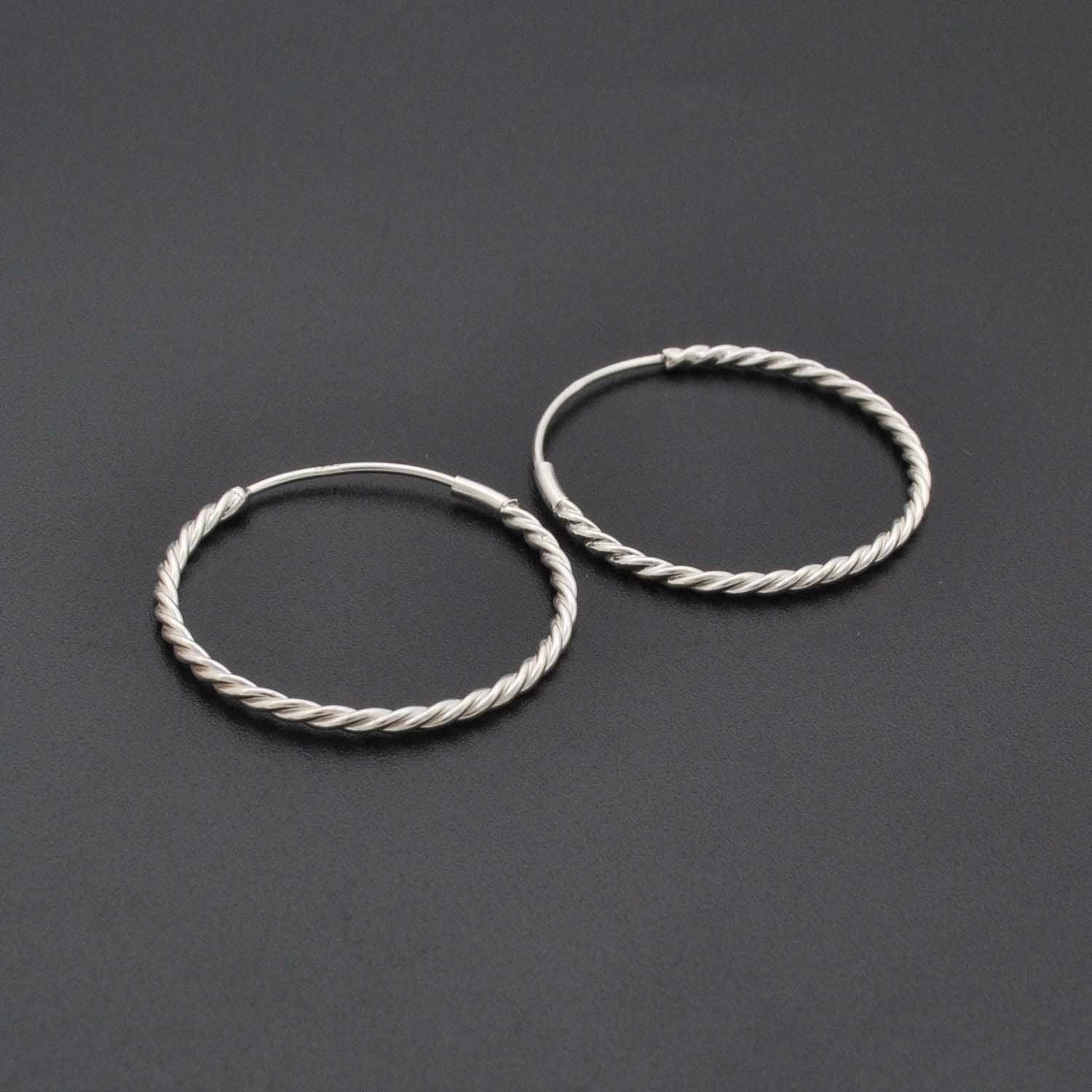 Sterling Silver Twisted Hoop Earrings - Kanika Creations