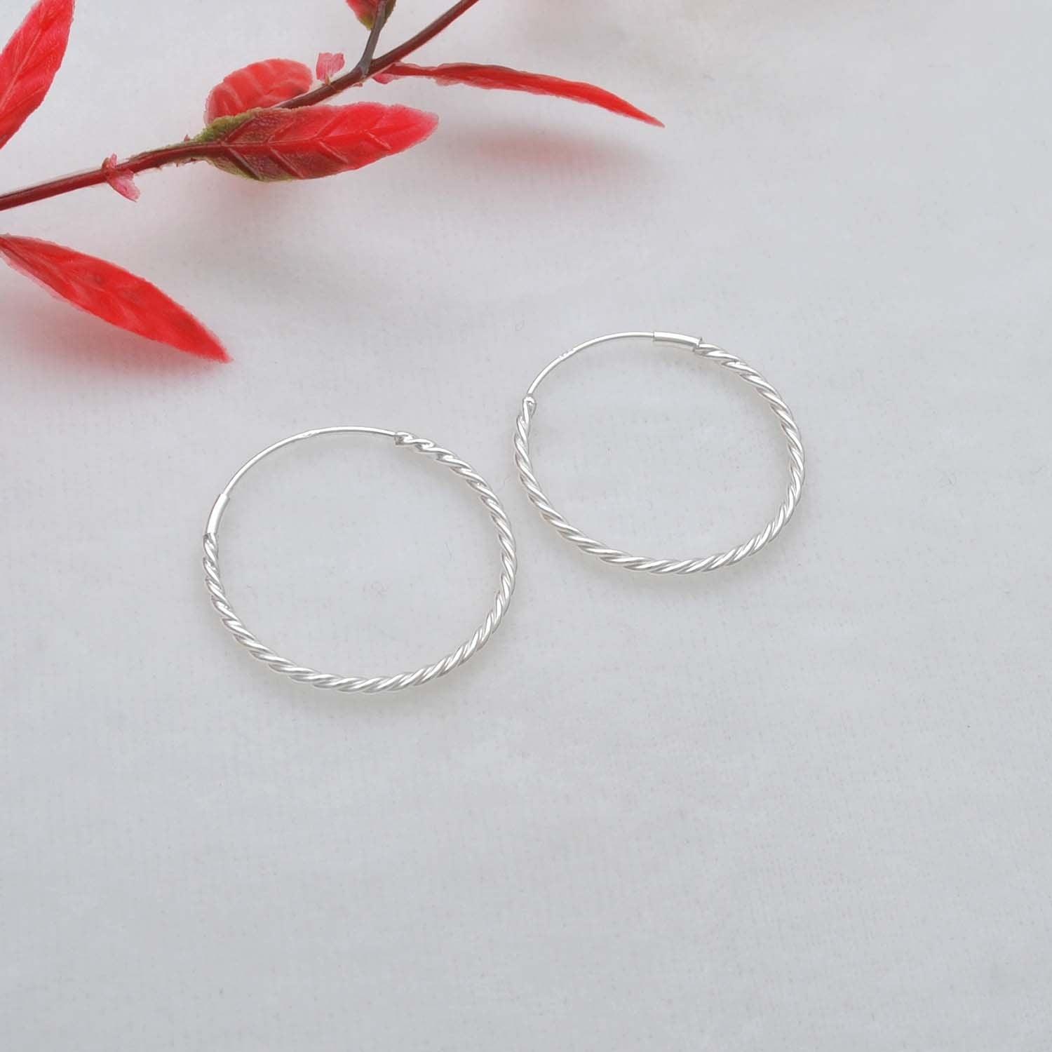 Sterling Silver Twisted Hoop Earrings - Kanika Creations