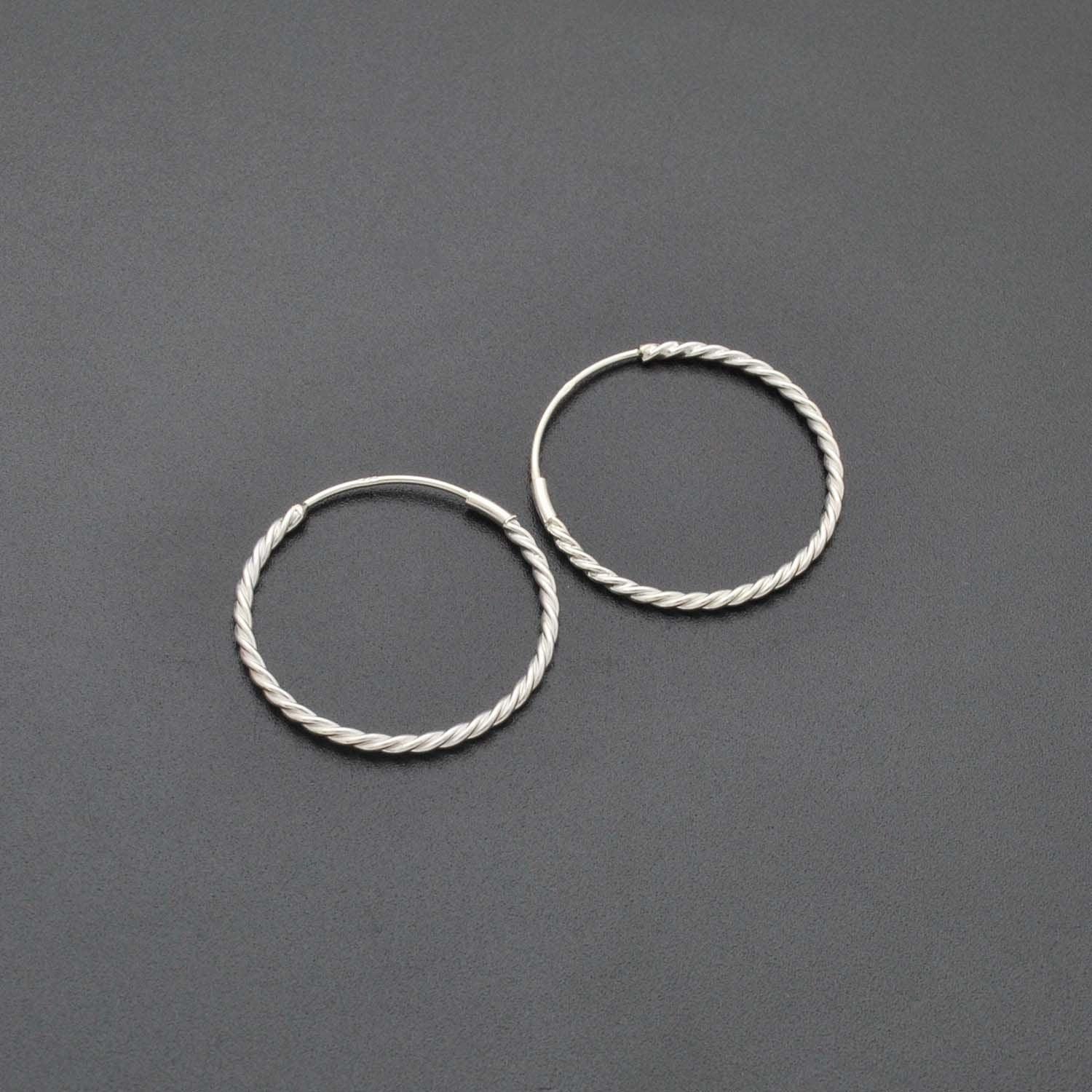Sterling Silver Twisted Hoop Earrings - Kanika Creations