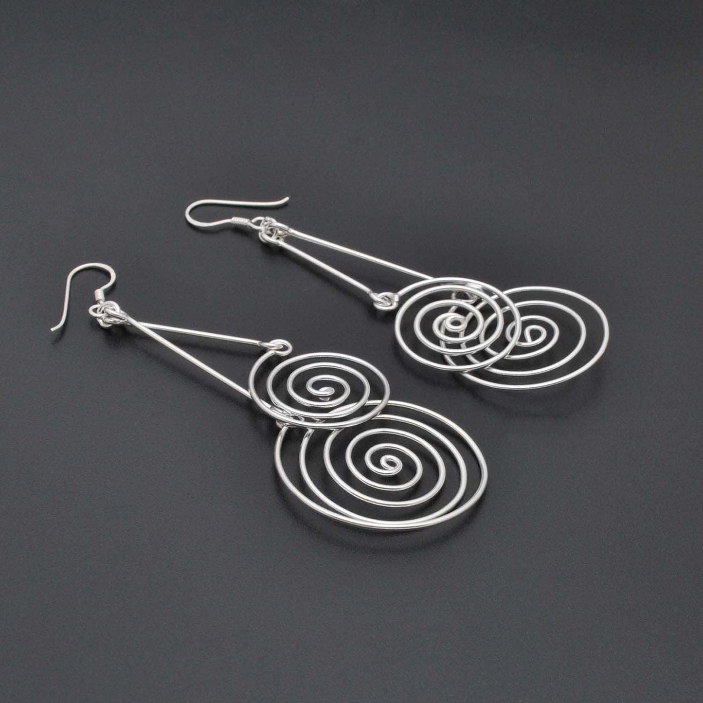 Silver Spiral Geometric Women’s Earrings - Kanika Creations