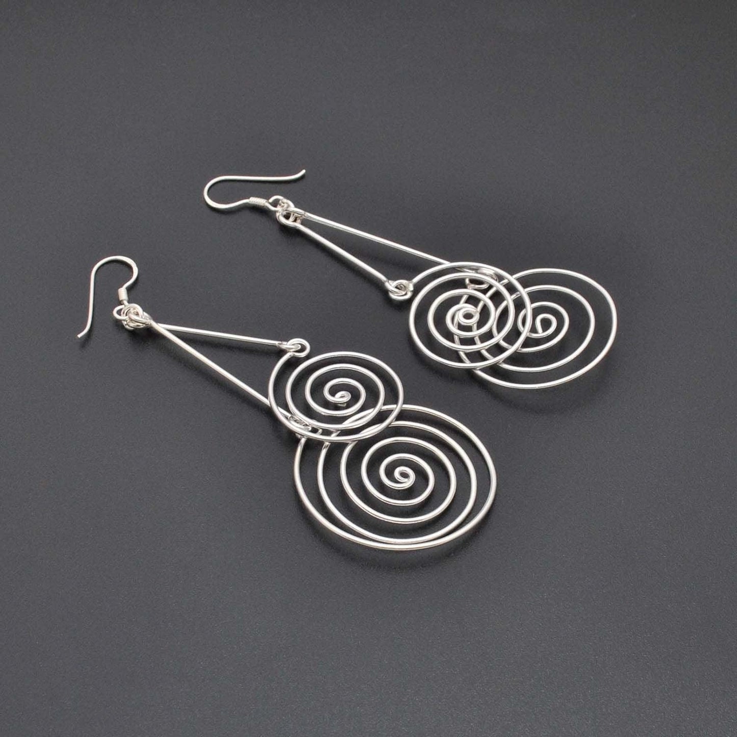 Silver Spiral Geometric Women’s Earrings - Kanika Creations