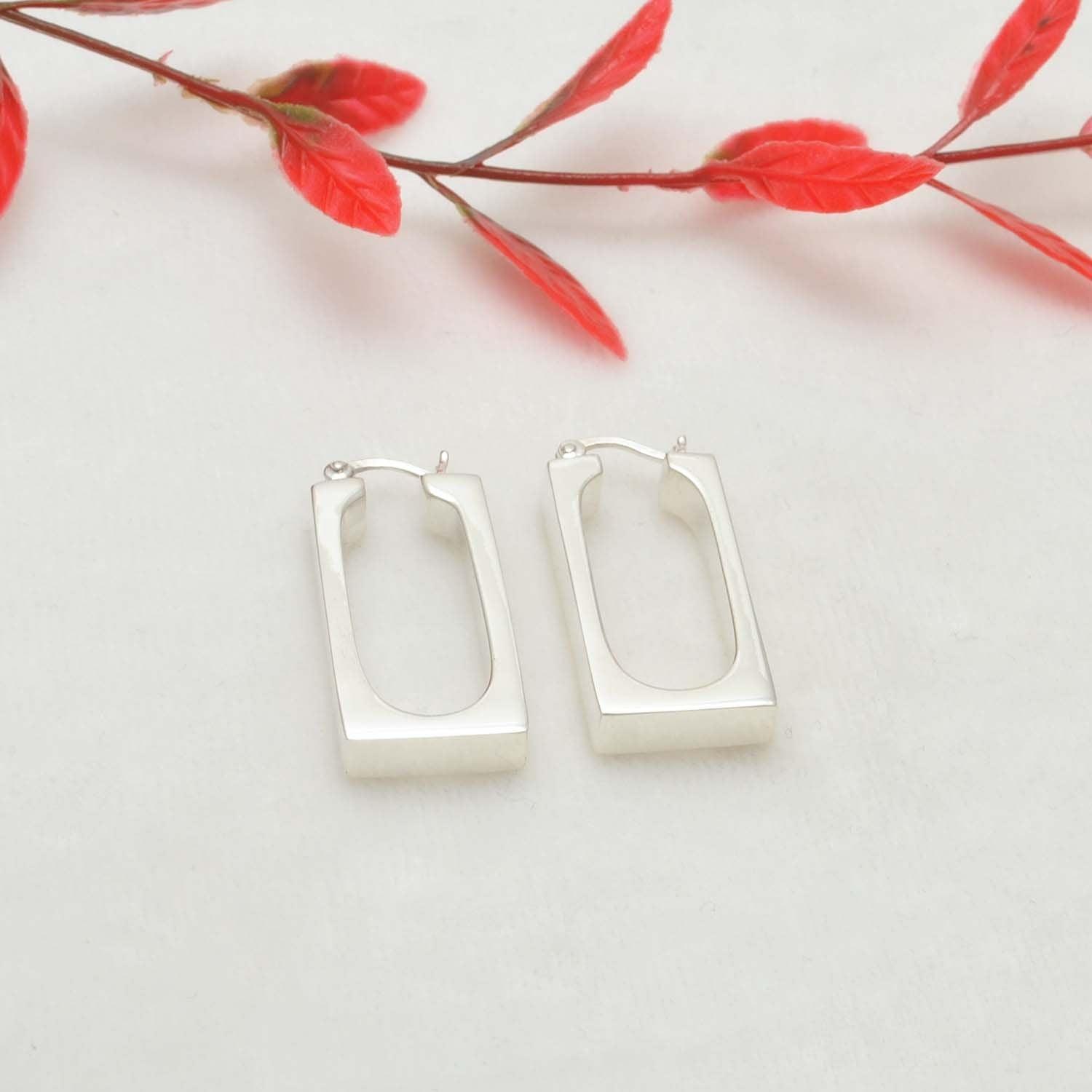 Chunky Silver Huggie Hoop Earring - Kanika Creations