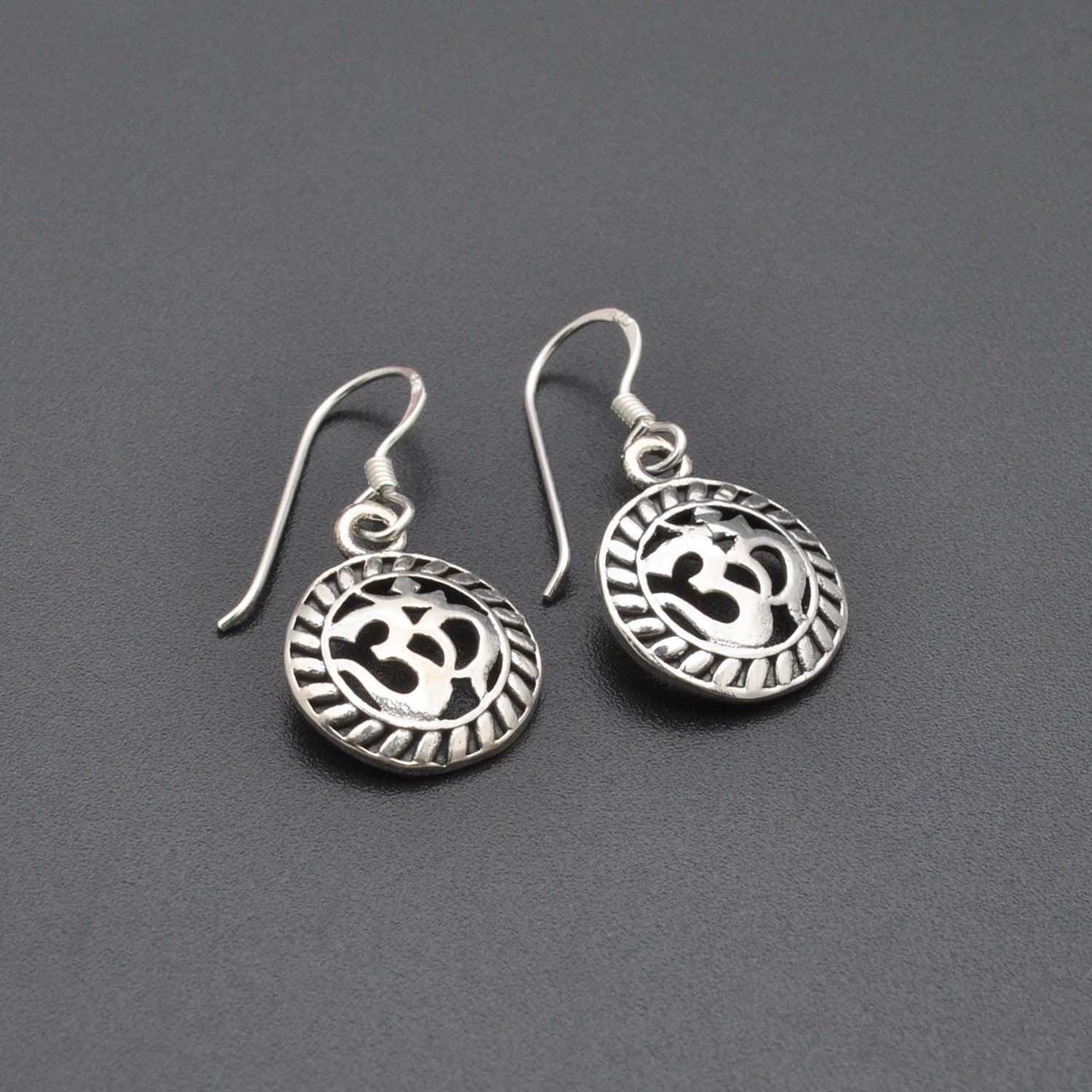 925 Silver Om Religious Earrings - Kanika Creations