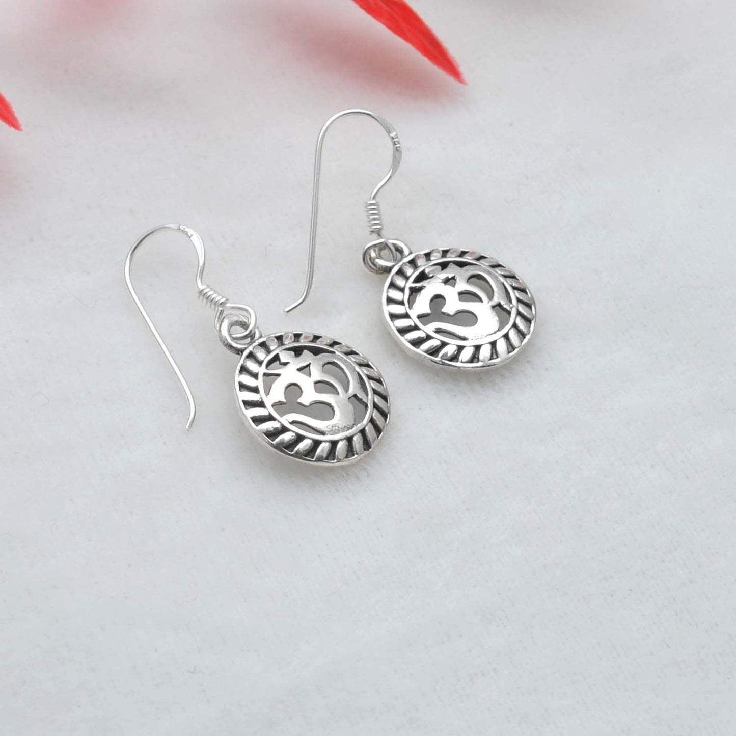 925 Silver Om Religious Earrings - Kanika Creations