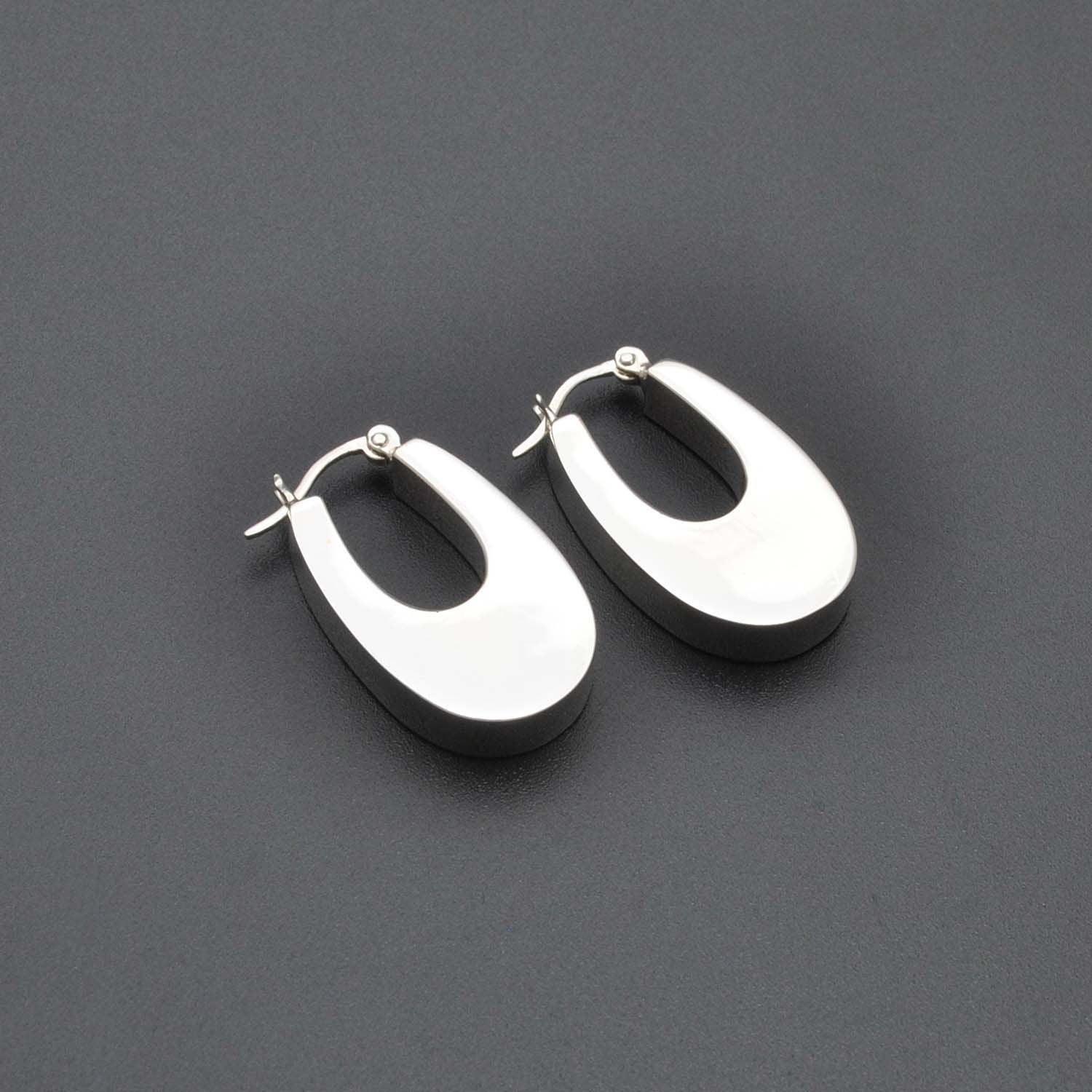 Sterling Silver Chunky Hoops Huggie Earrings - Kanika Creations