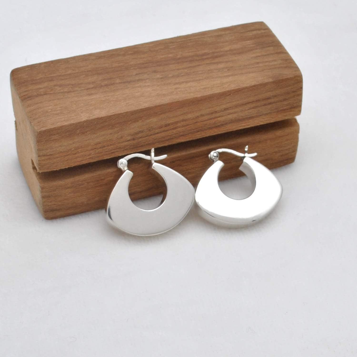 Chunky Huggie Hoops Silver Earrings - Kanika Creations