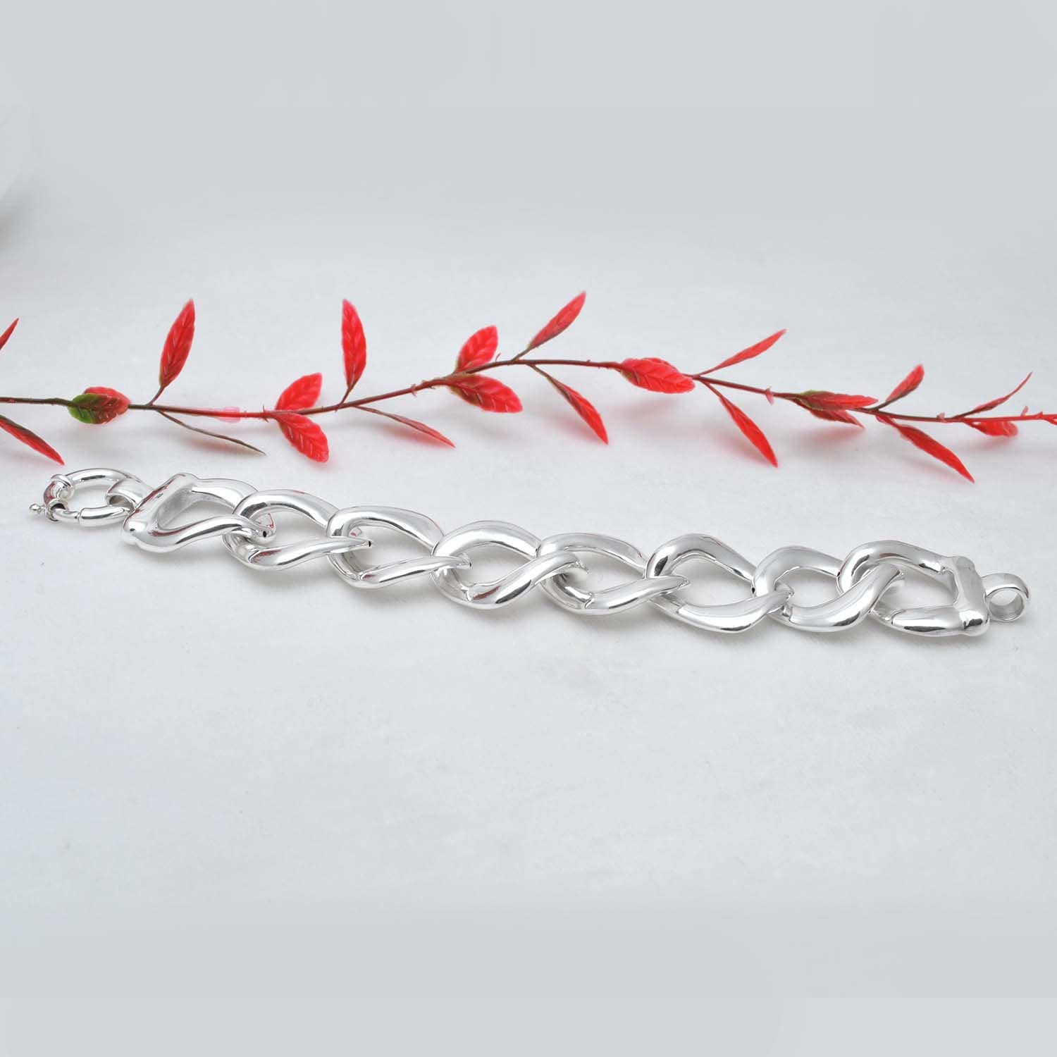 Sterling Silver Heavy chunky bold bracelet 8" - Kanika Creations