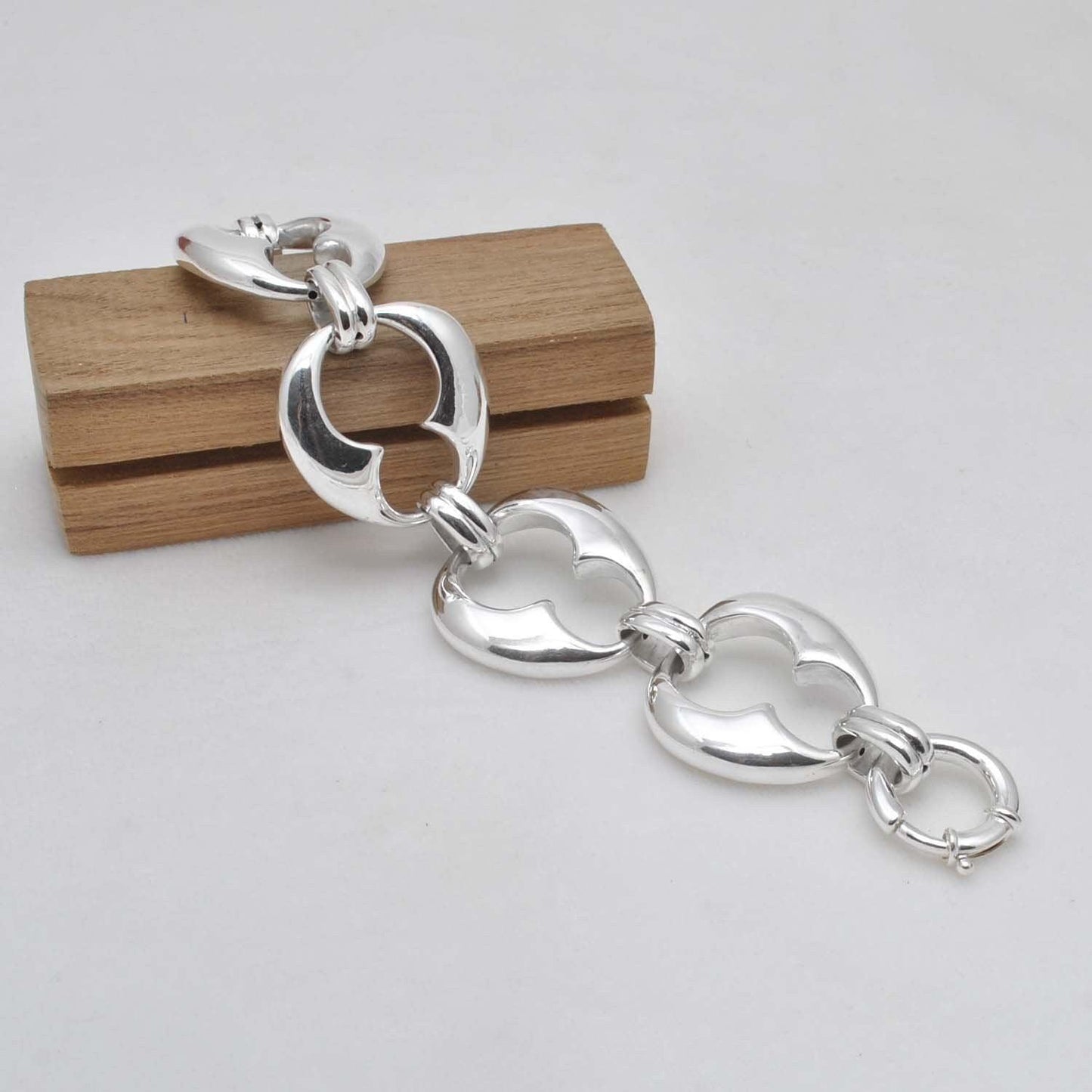 Chunky Silver Fancy Links Bracelet Jewelry - Kanika Creations