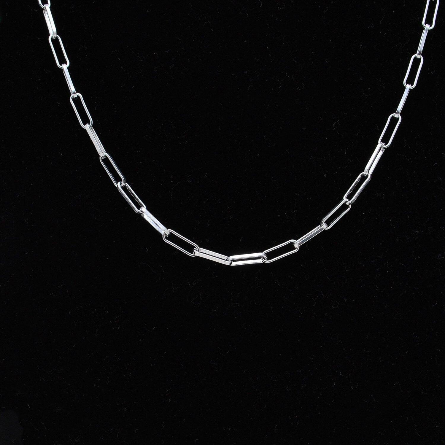 925 Silver Paperclip Necklace Chain Jewelry - Kanika Creations