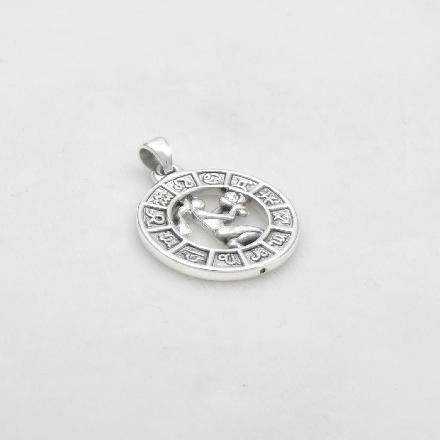925 Sterling Silver Virgo Zodiac Sign Pendant - Kanika Creations