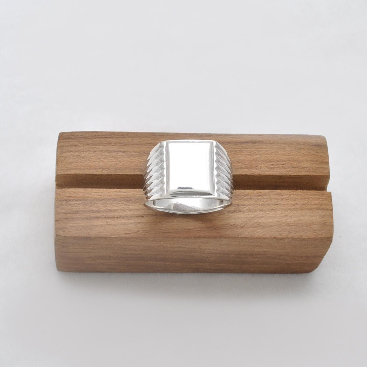 Square Signet Silver Mens Ring Size 11 - Kanika Creations