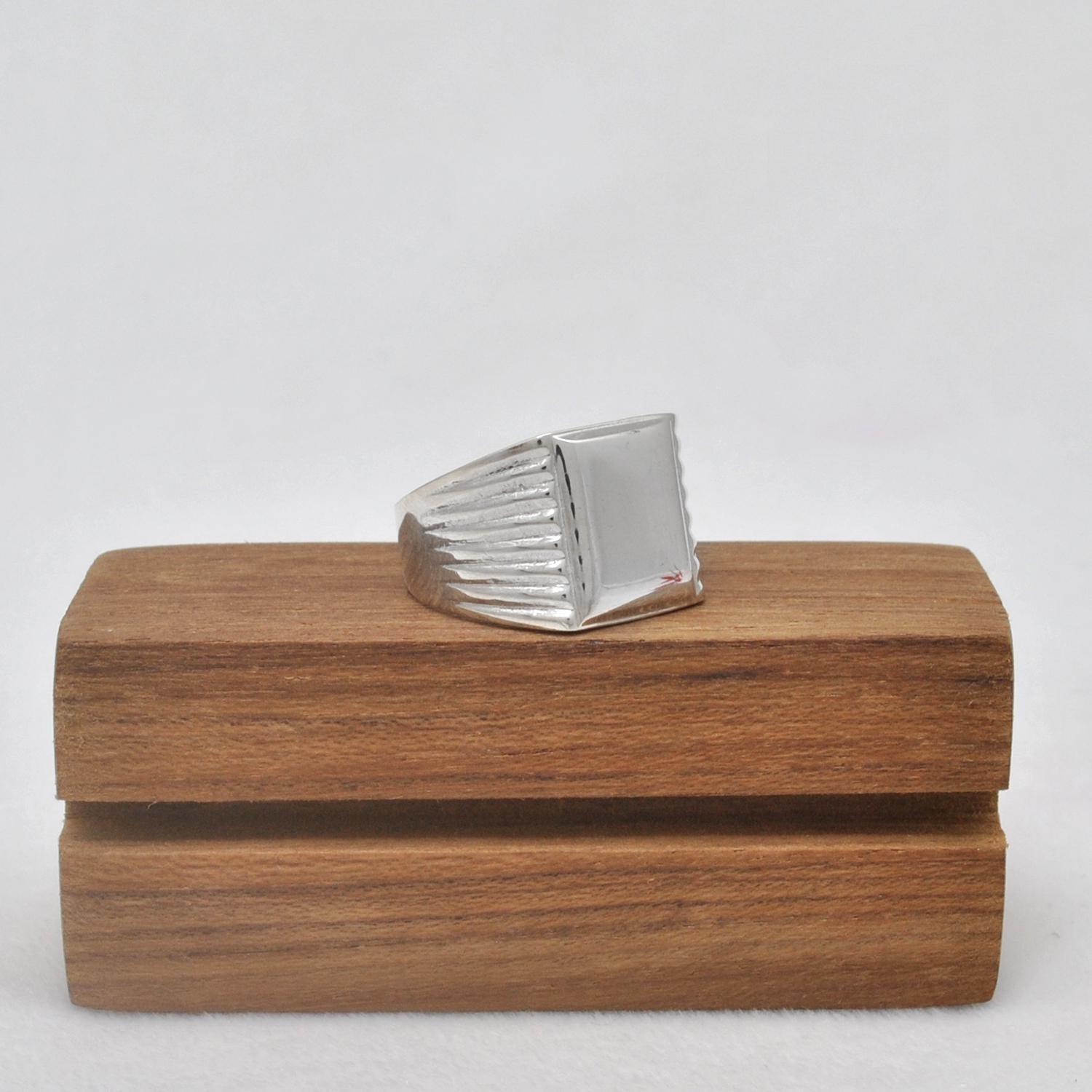 Square Signet Silver Mens Ring Size 11 - Kanika Creations