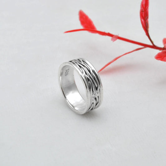 Valentine's Day Silver Band Ring Size 7.5 - Kanika Creations