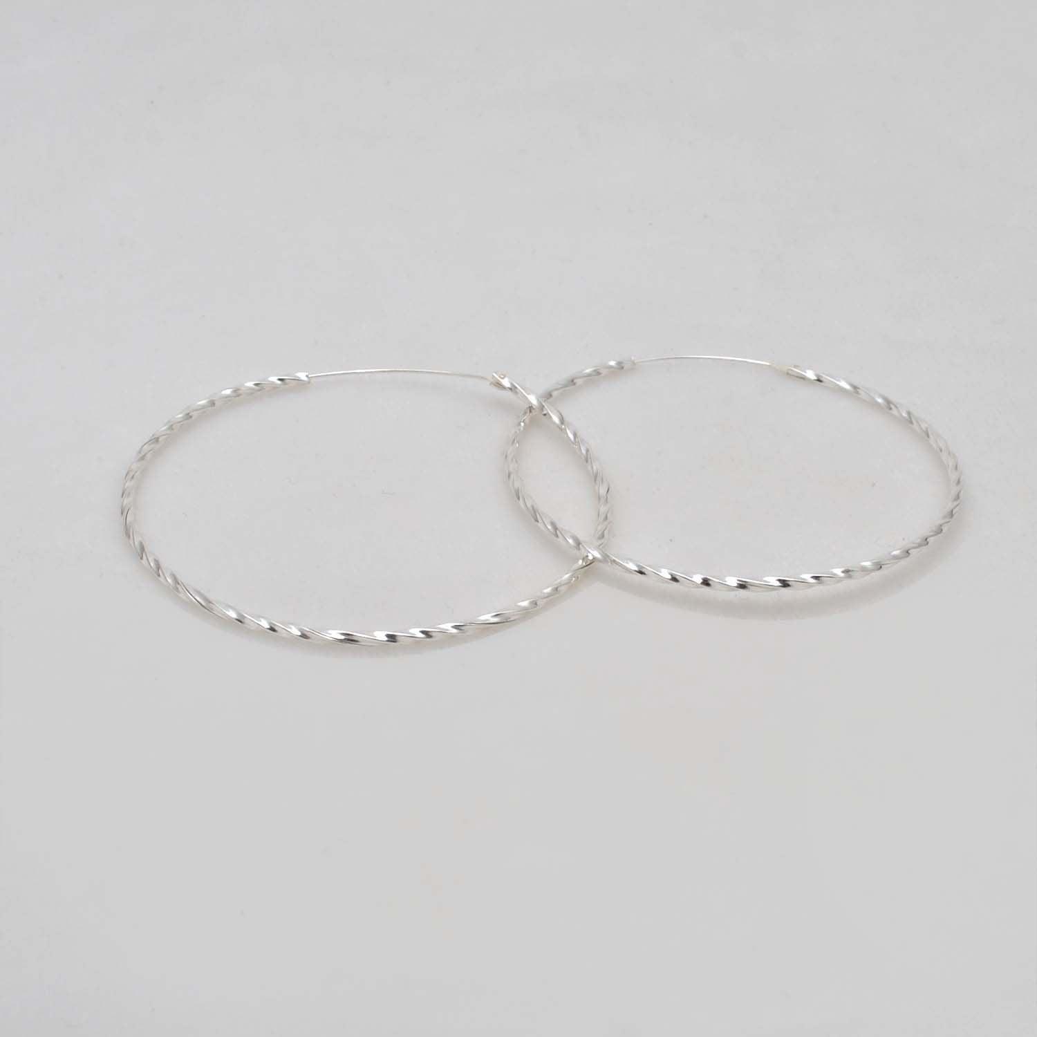 Sterling Silver Twisted Hoop Earrings Size Available - Kanika Creations