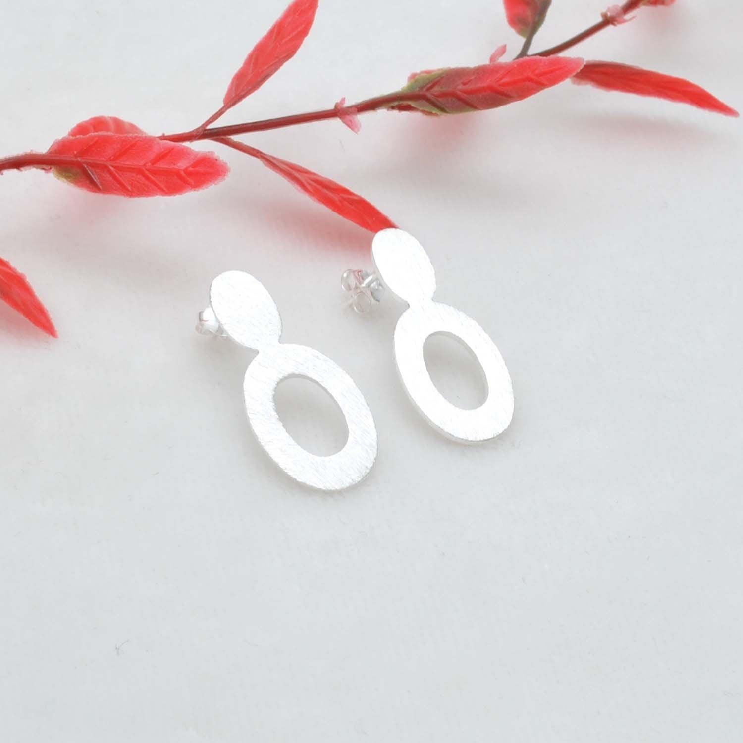 Sterling Silver Stud Earring Matt Finish - Kanika Creations