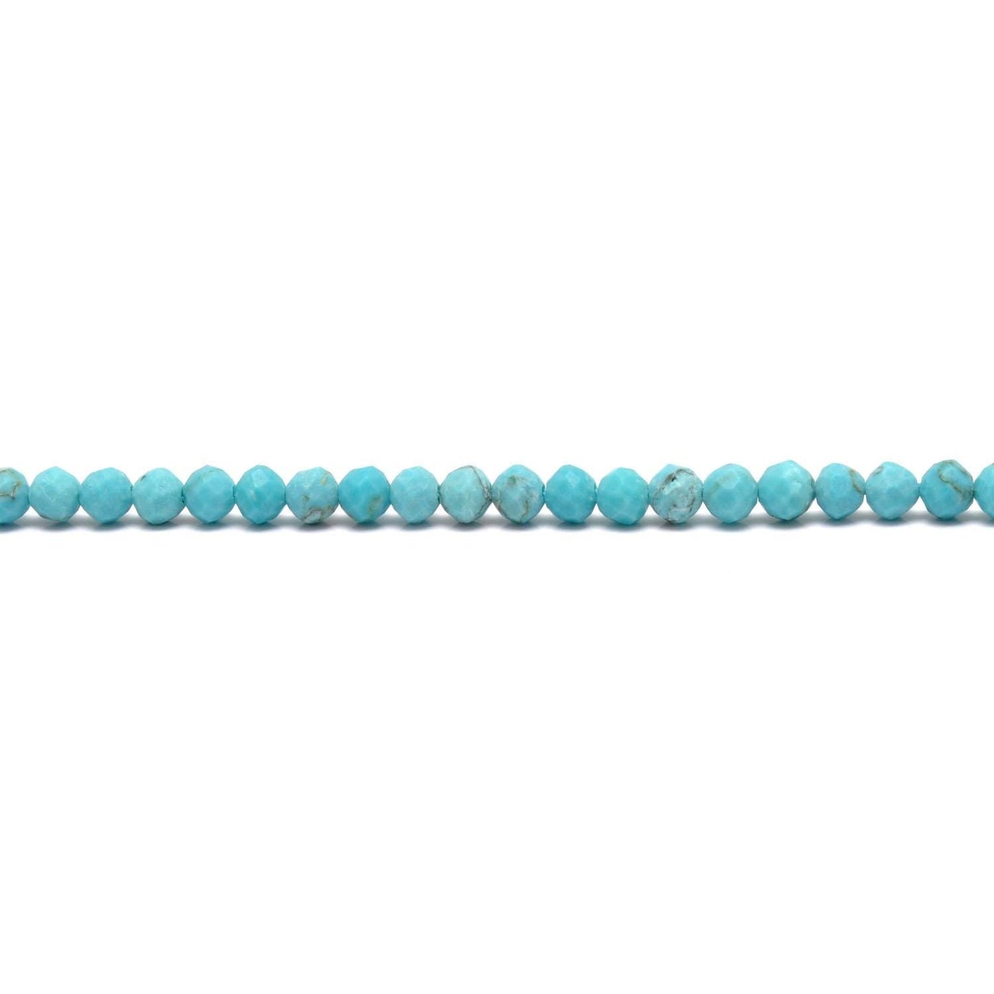 Blue Turquoise Faceted Round Gemstone Beads 15" inch Strand - Kanika Creations