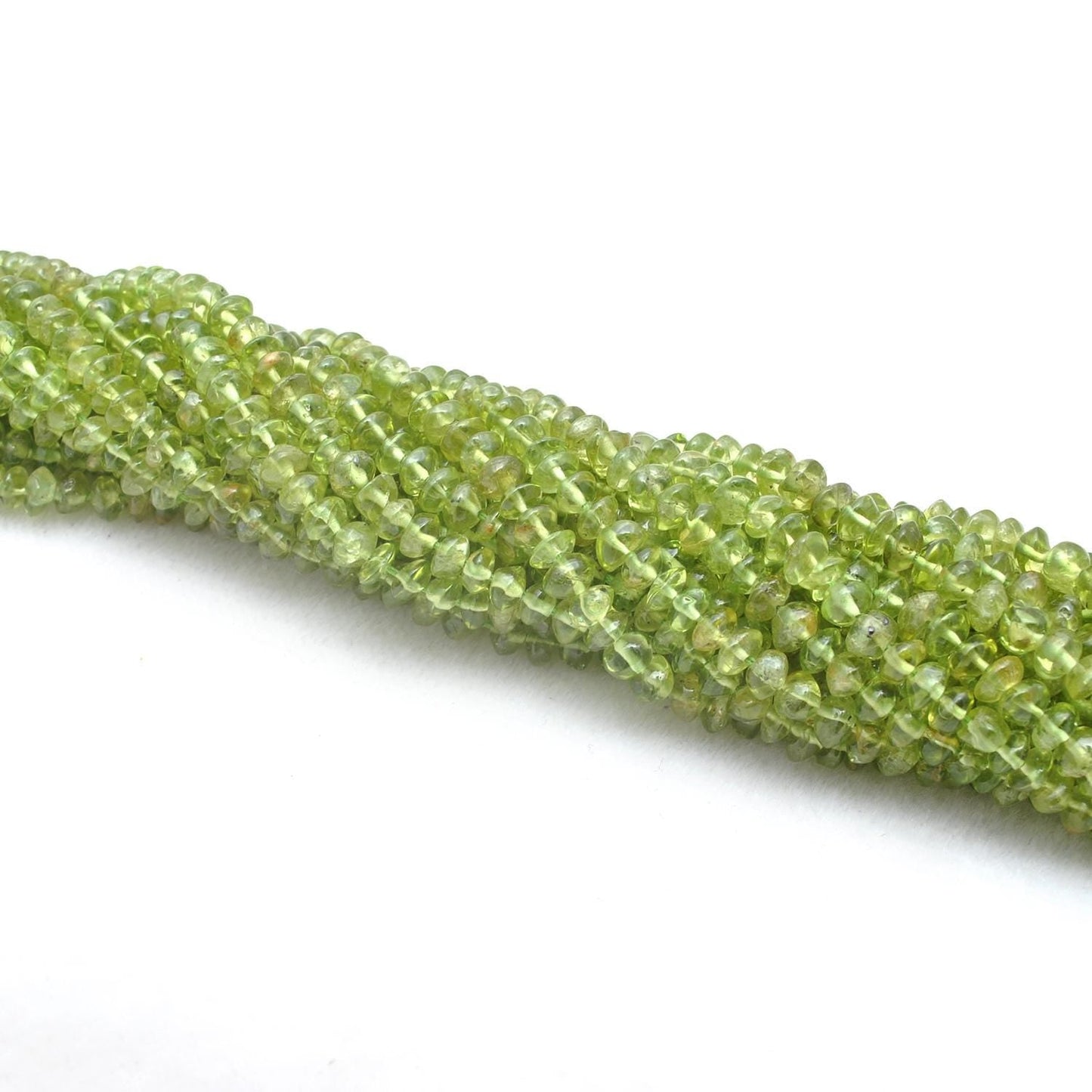 Natural Green Peridot Pain Button Beads 5-6mm 15" Strand - Kanika Creations