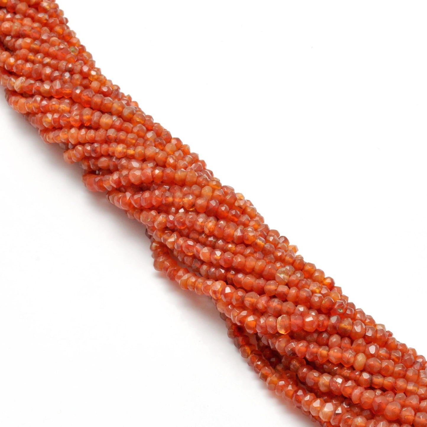 Natural Orange Carnelian Rondelle Faceted Gemstone Beads 13" Strand - Kanika Creations