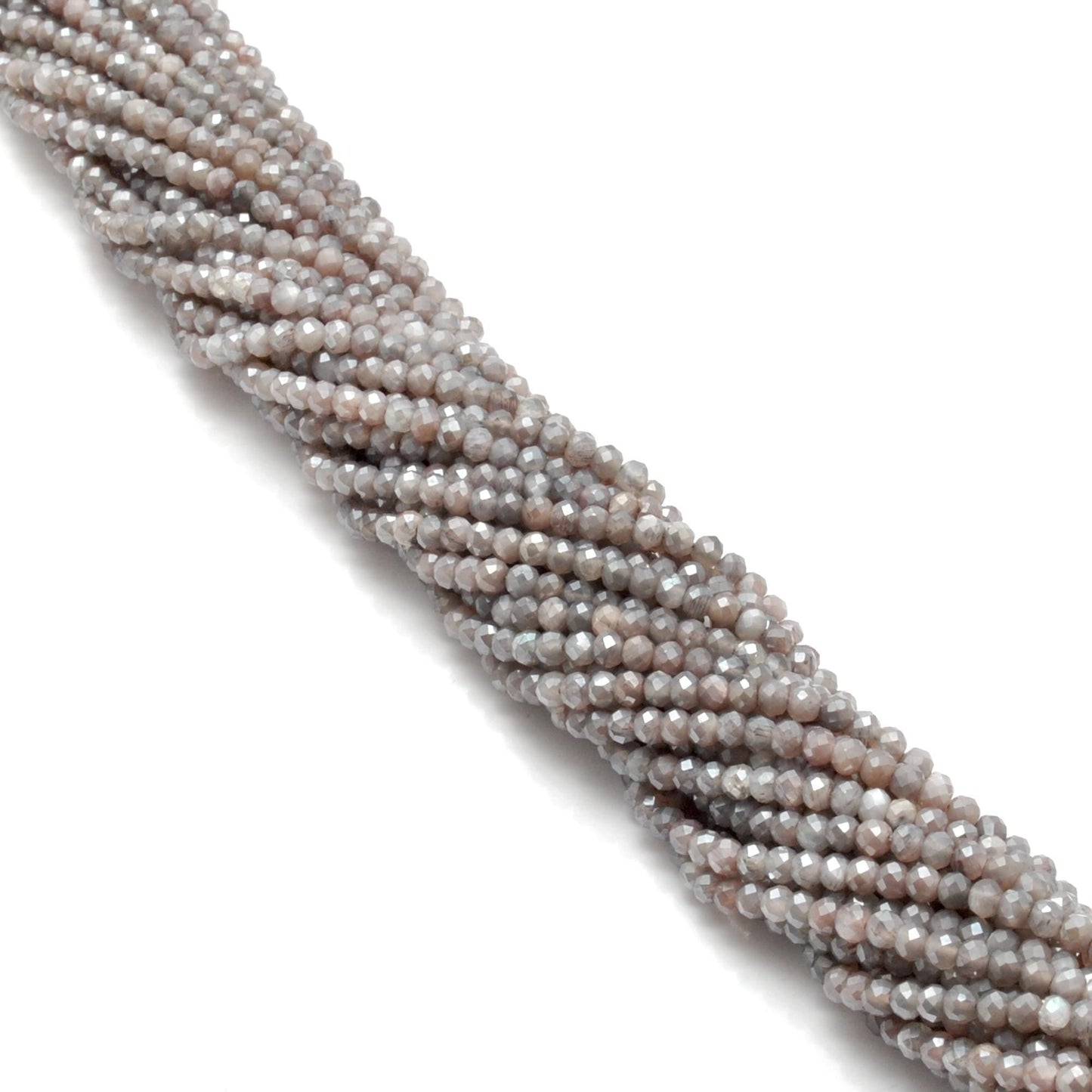 Grey Moonstone Rondelle Gemstone Beads 13" Strand - Kanika Creations