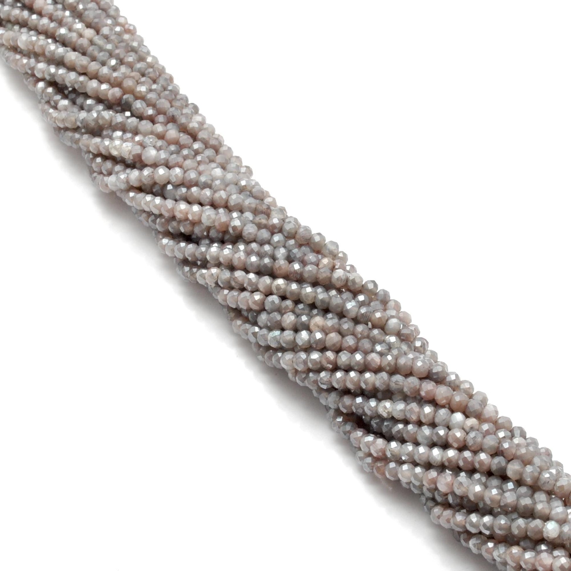Grey Moonstone Rondelle Gemstone Beads 13" Strand - Kanika Creations