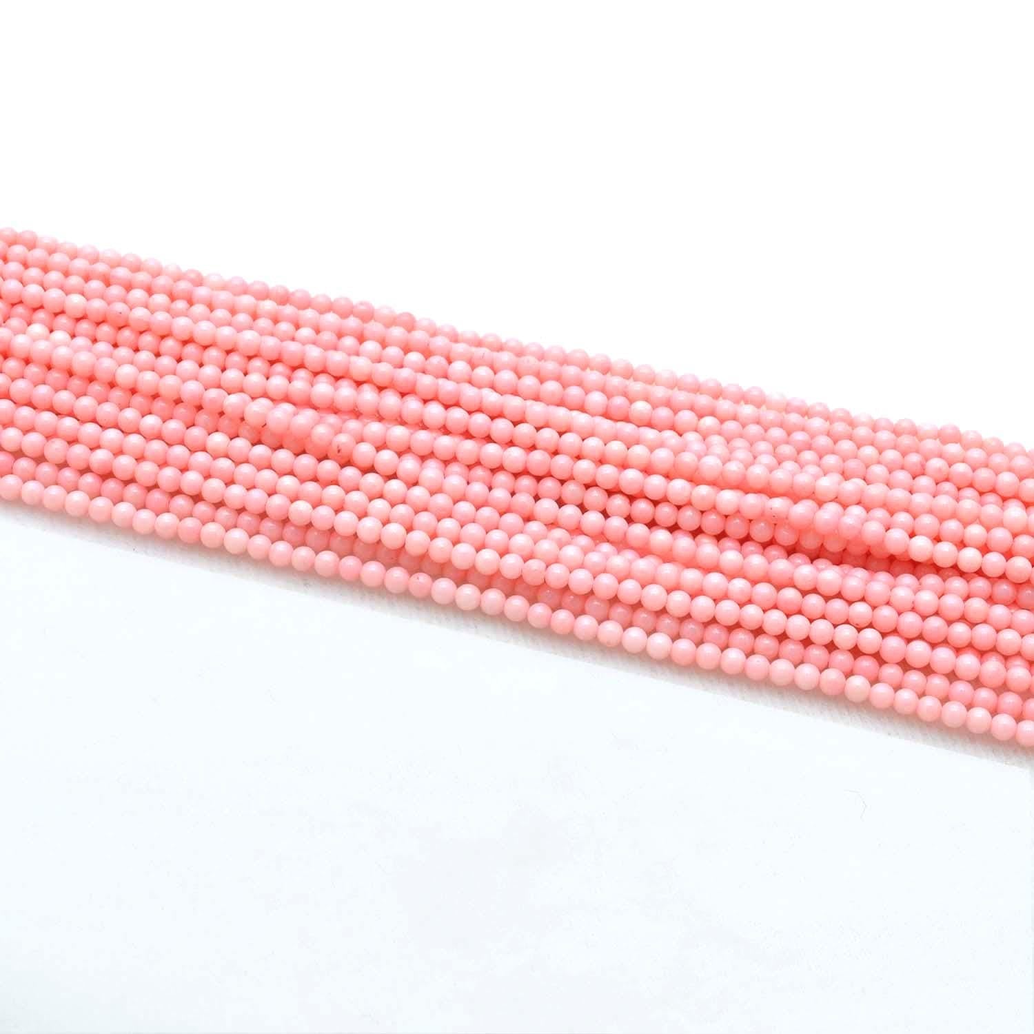 Pink Coral Plain Round Gemstone Beads 12.5" Strand - Kanika Creations