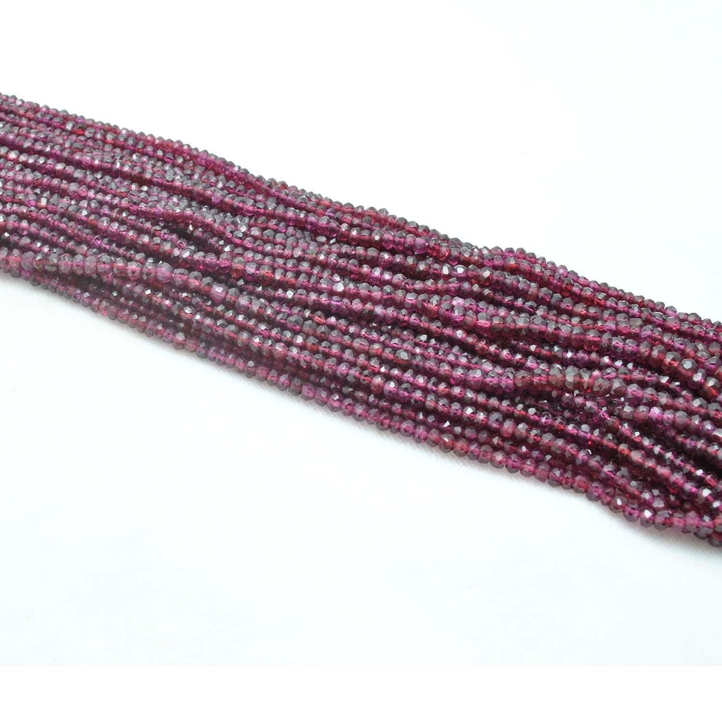Natural Red Garnet Faceted Rondelle Gemstone Beads 12.5" Strand - Kanika Creations