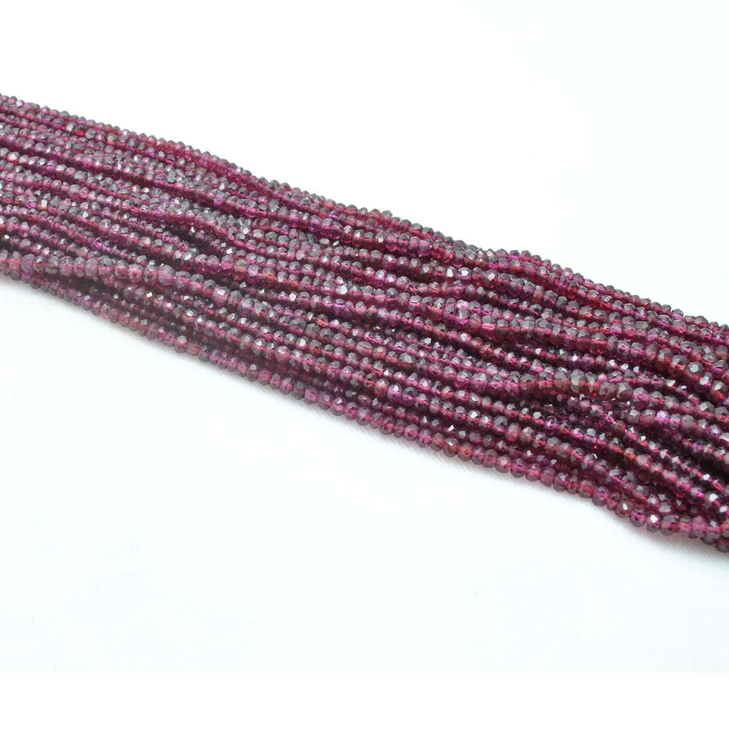 Natural Red Garnet Faceted Rondelle Gemstone Beads 12.5" Strand - Kanika Creations