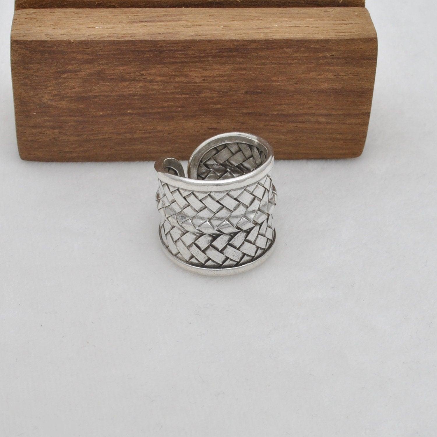 Sterling Silver Braided Ring Size 10 Weave Jewelry - Kanika Creations