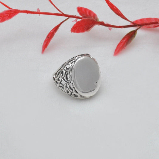 Sterling Silver Oval Men's Ring Size 9 - Kanika Creations