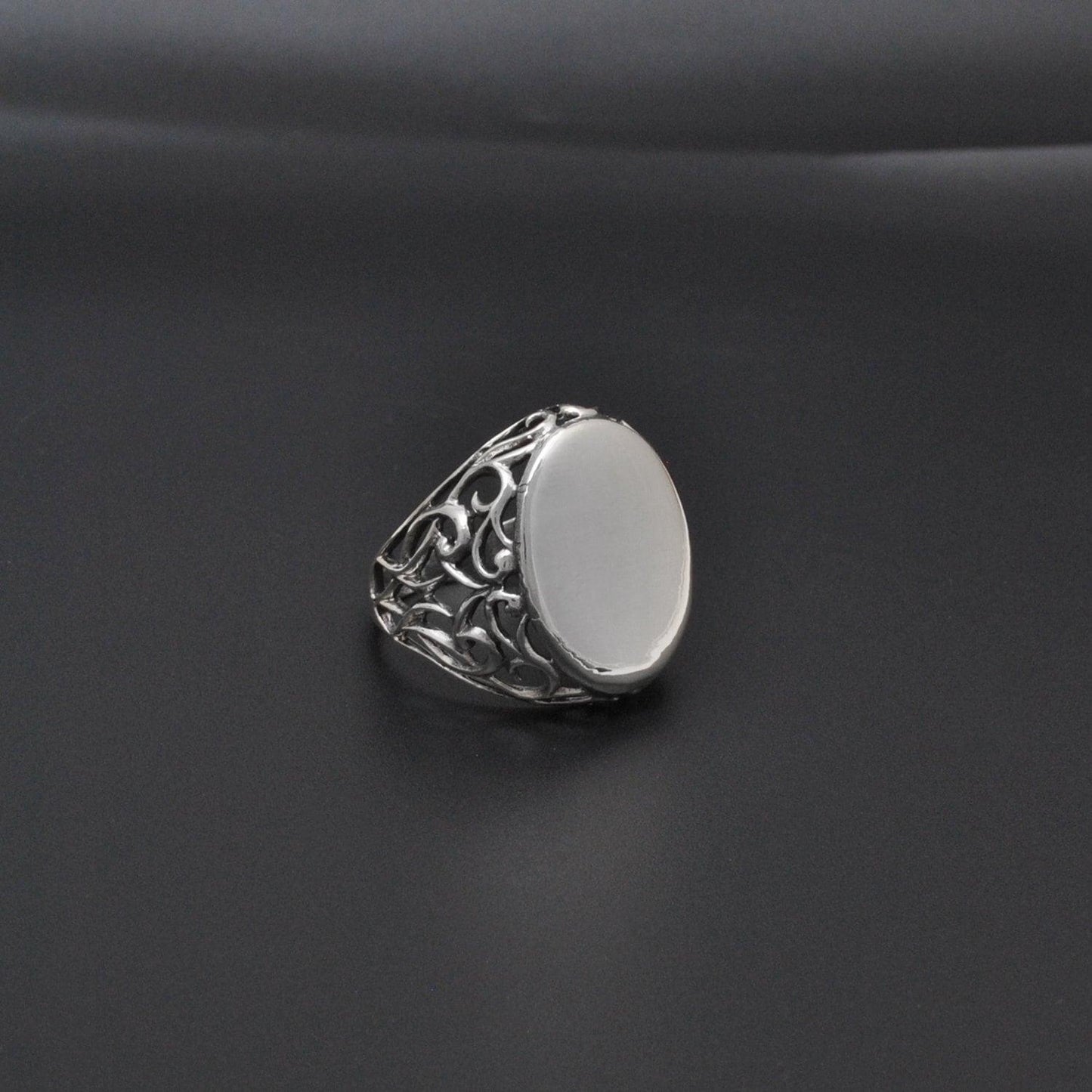Sterling Silver Oval Men's Ring Size 9 - Kanika Creations