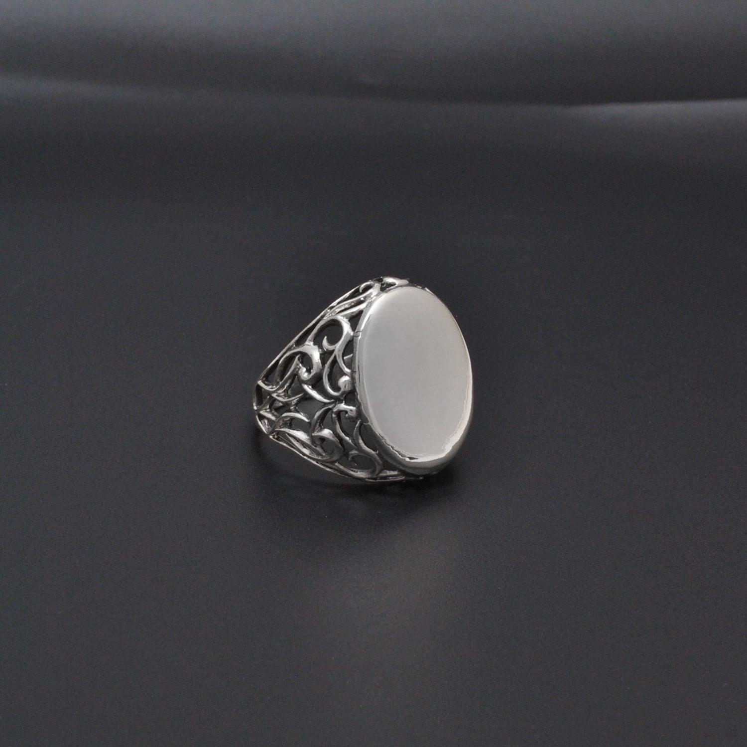 Sterling Silver Oval Men's Ring Size 9 - Kanika Creations