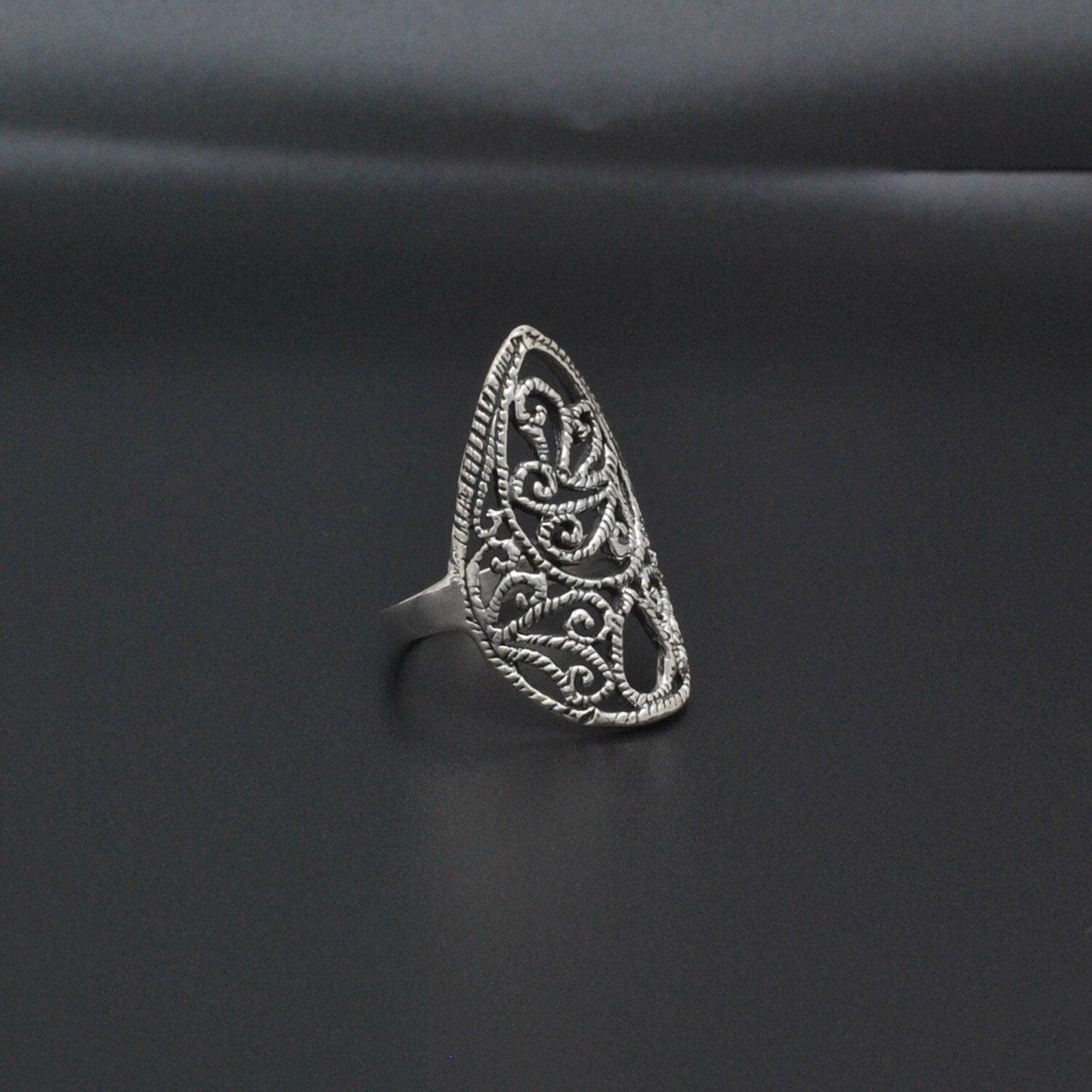 Sterling Silver Filigree Women Dainty Ring Size 8 - Kanika Creations