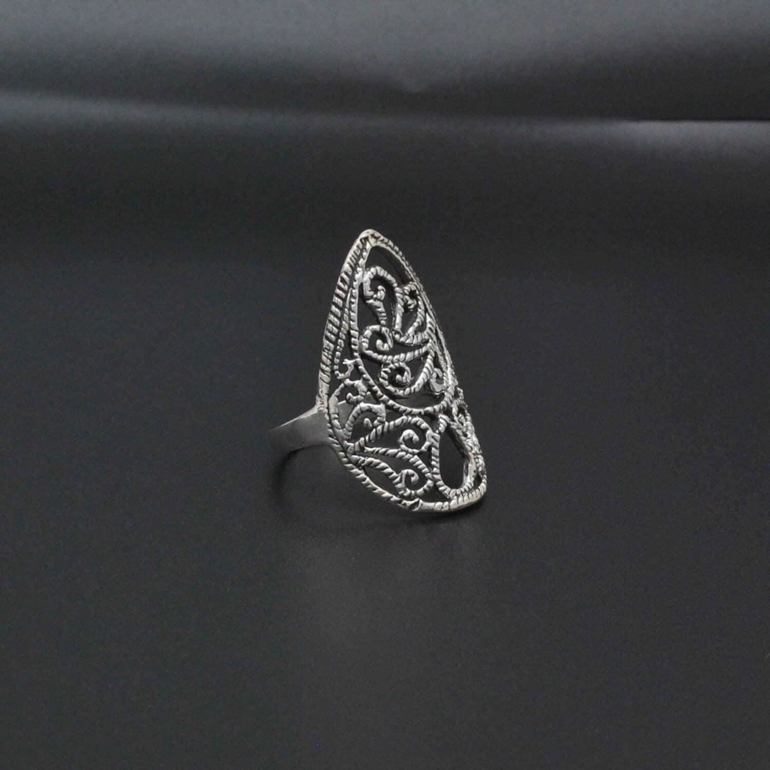 Sterling Silver Filigree Women Dainty Ring Size 8 - Kanika Creations