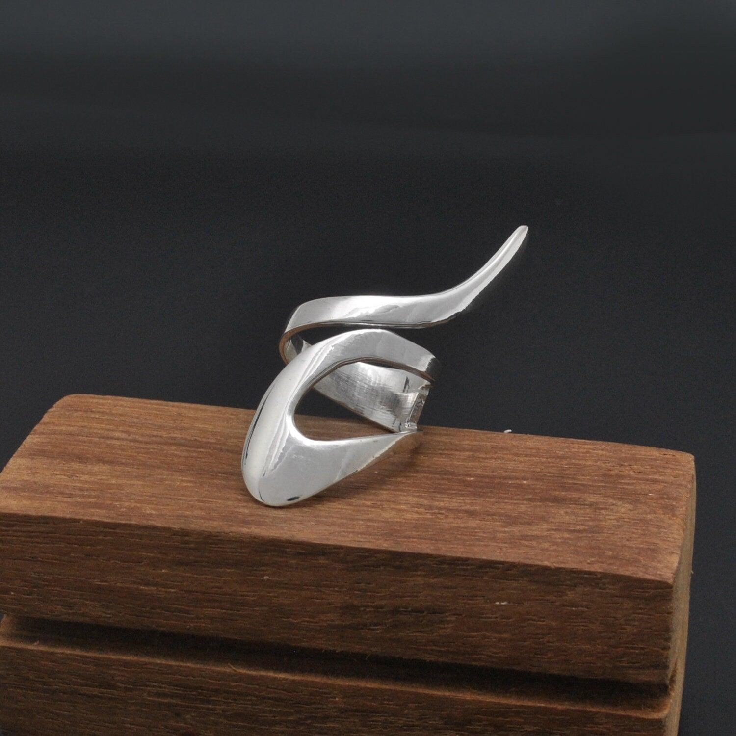 Sterling Silver Chunky Wrap Women Ring Size 7 - Kanika Creations