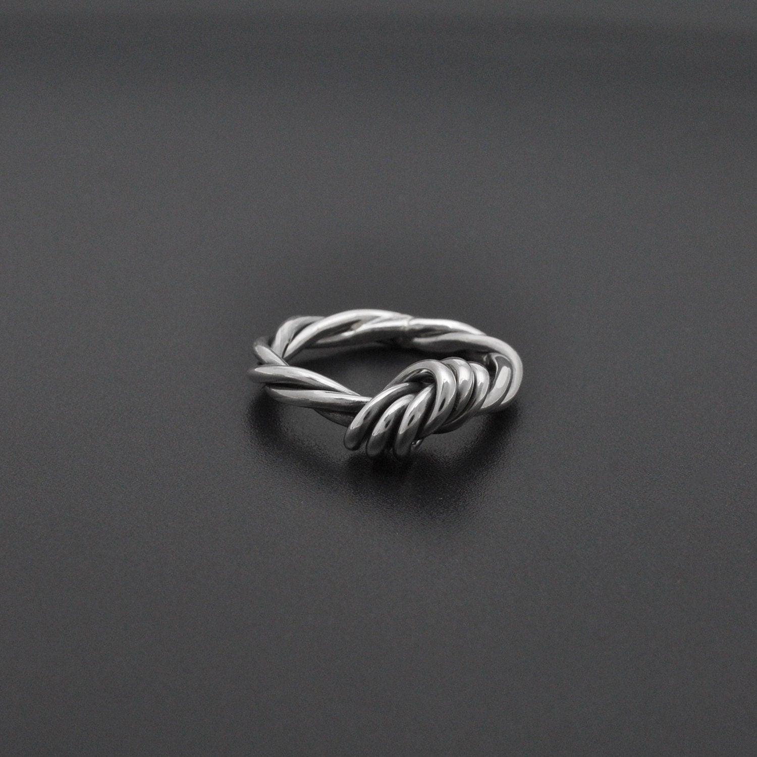 Sterling Silver Knot Ring Size 6.5 Twisted Rope Band - Kanika Creations