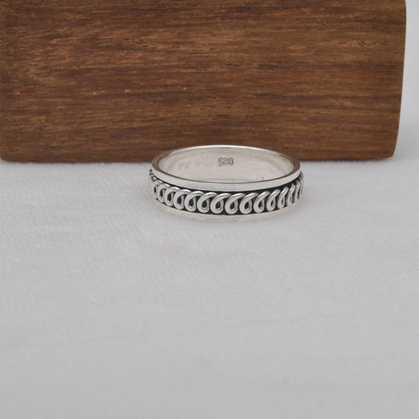 925 Sterling Silver Fidget Spinner Band Ring 13 US - Kanika Creations