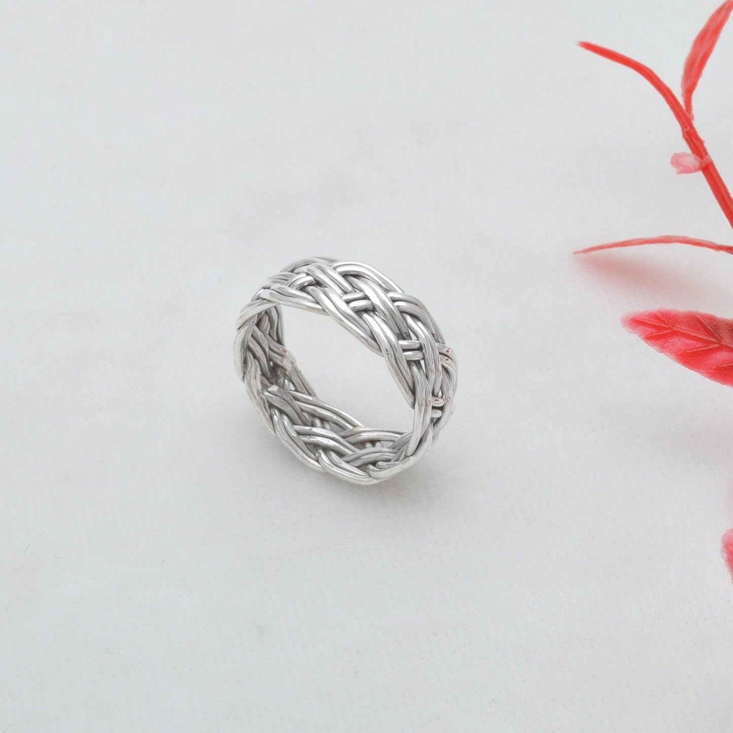925 Sterling Silver Braided Knot Eternity Band Ring 10 US - Kanika Creations