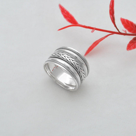 Wide Band Sterling Silver Thumb Ring Size 13 - Kanika Creations