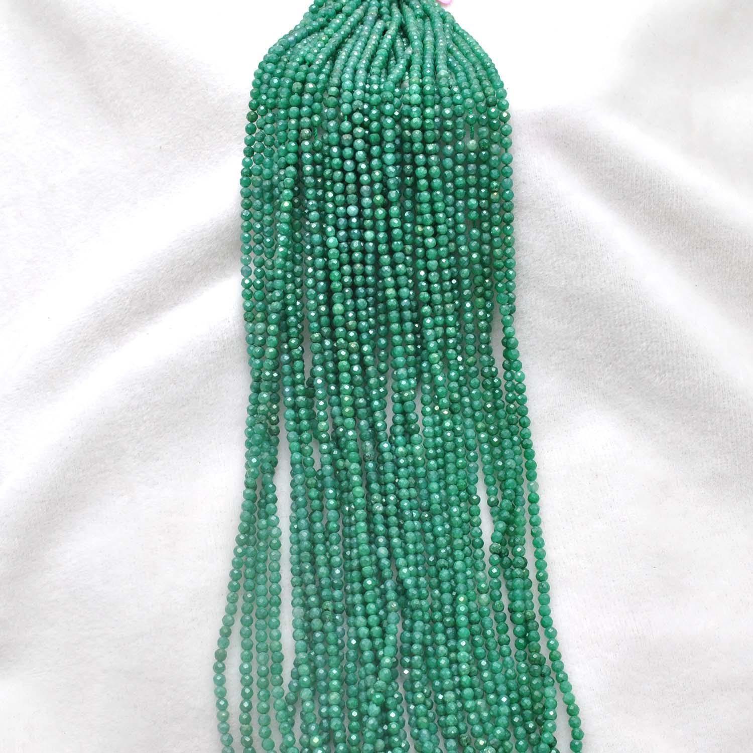 Green Moonstone Faceted Round Gemstone Beads 12.5" - Kanika Creations