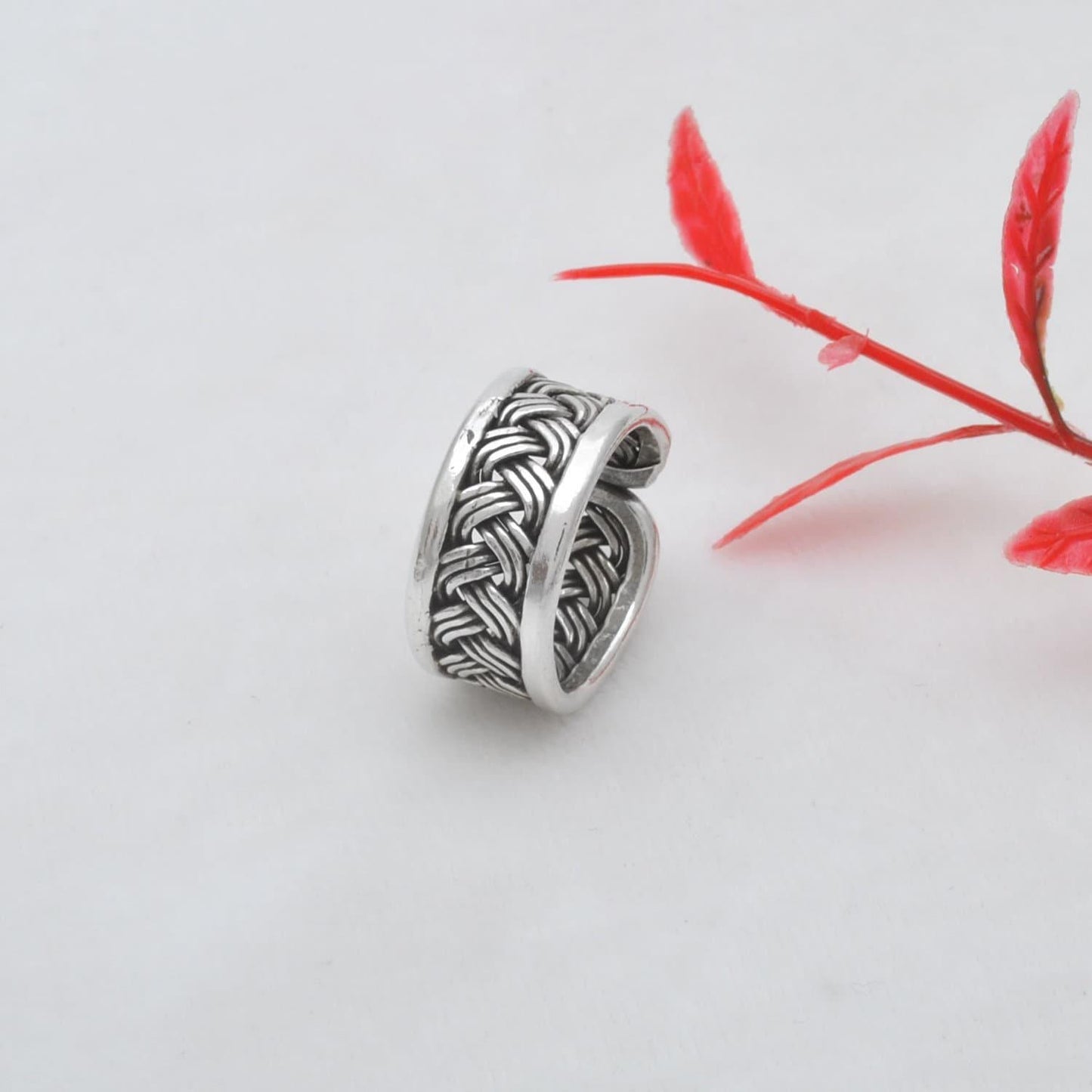 Oxidized Woven Men Women Size Ring 10 - Kanika Creations