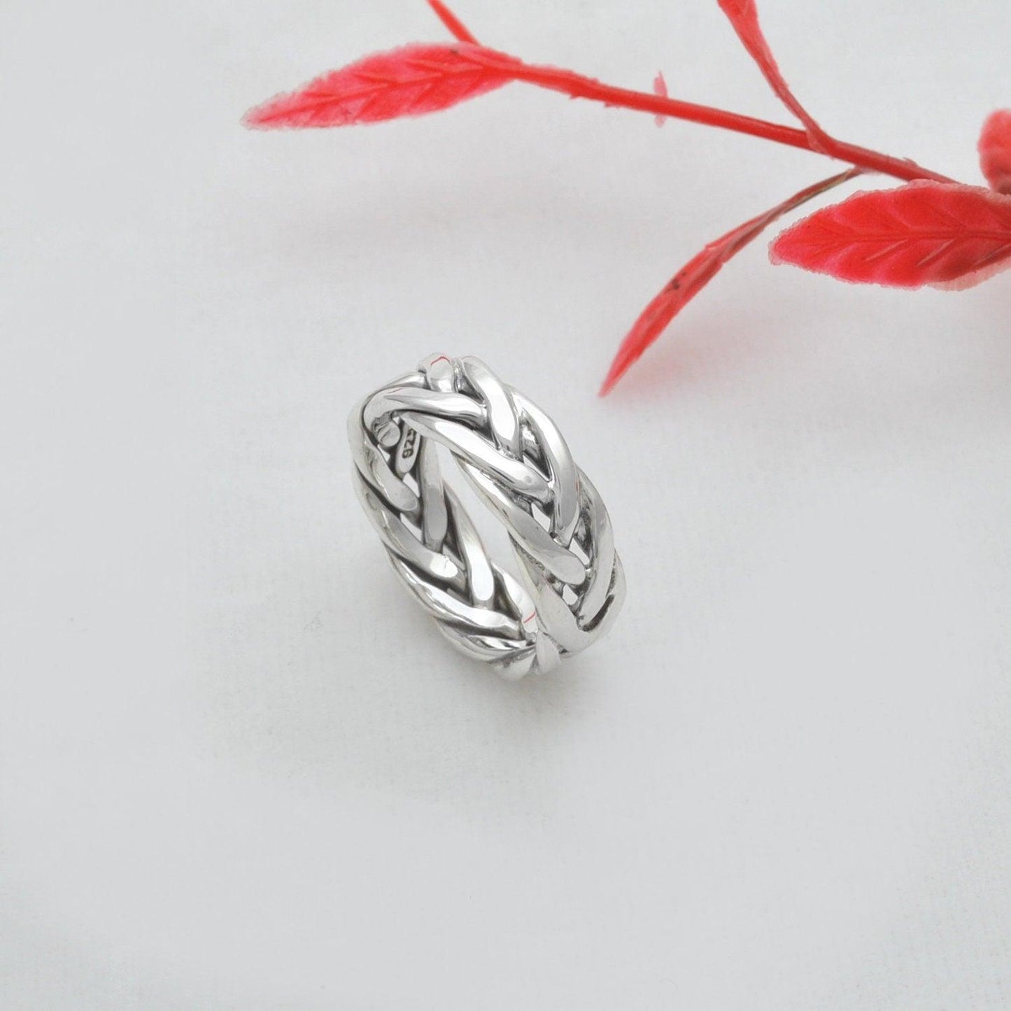 Woven Celtic Silver Braid Ring Size 8.5 - Kanika Creations
